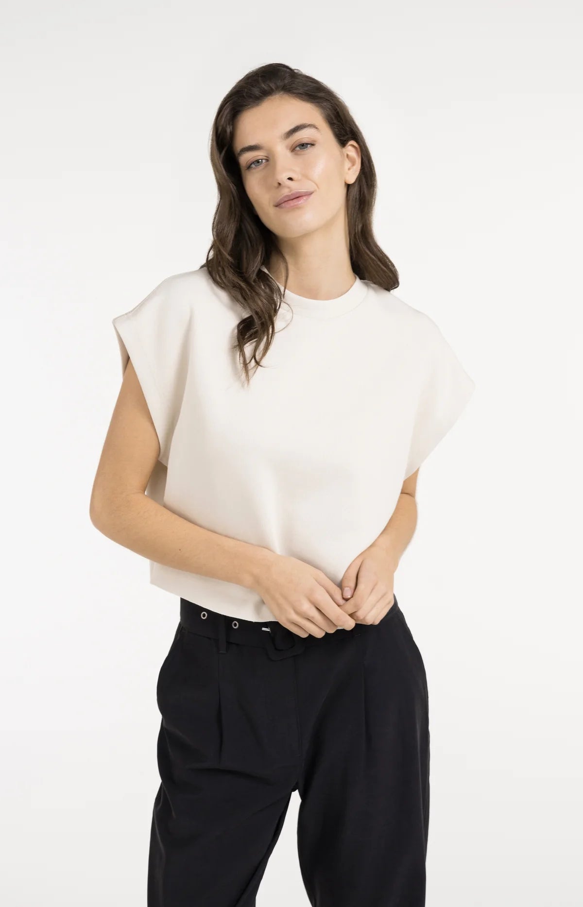 Sweat boxé sans manches texturé