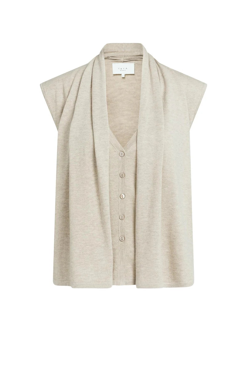 Cardigan sans manches avec superposition et boutons