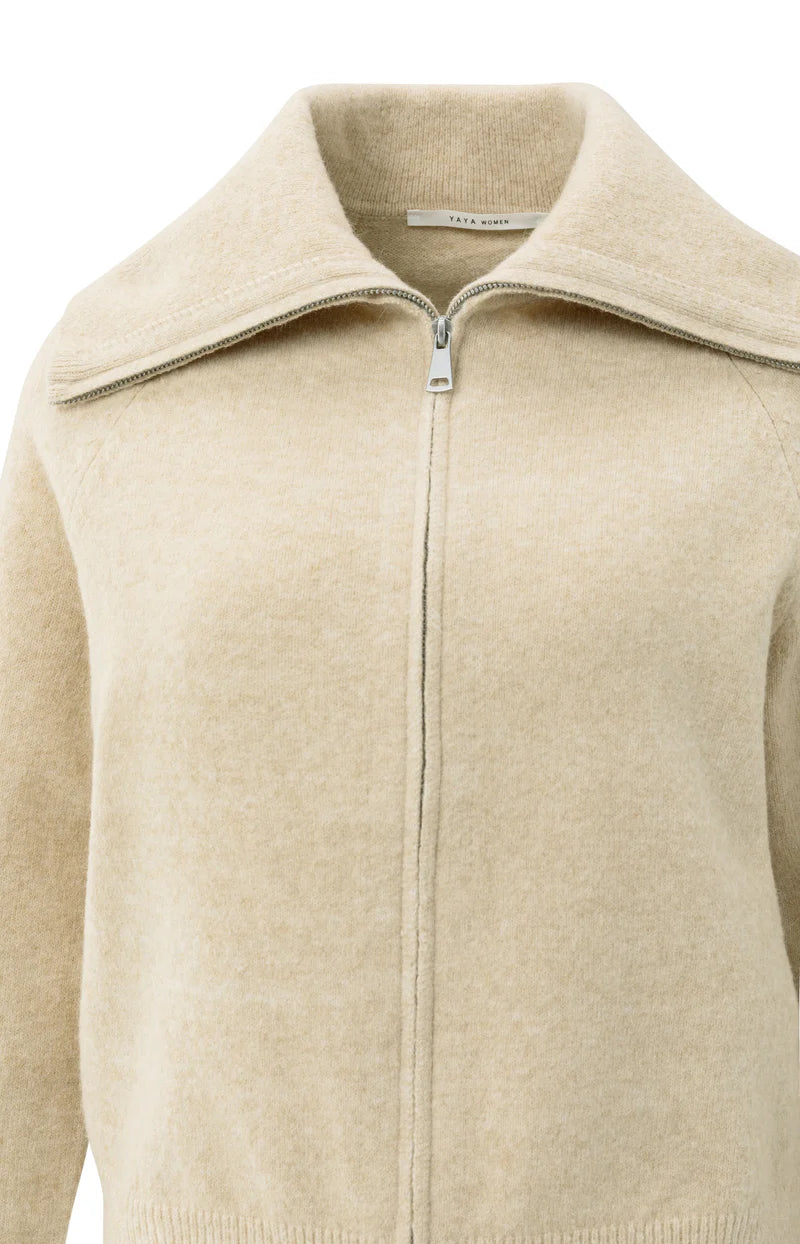 Cardigan doux zippé avec un large col camionneur YAYA