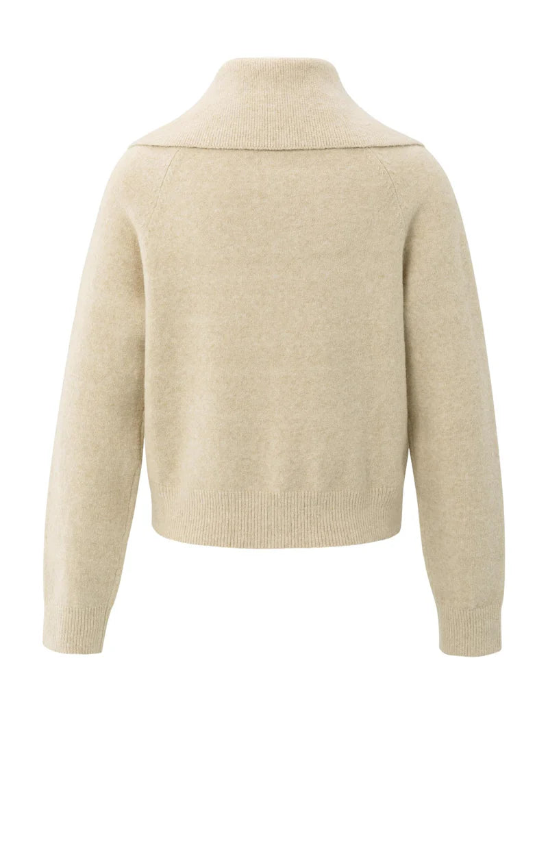 Cardigan doux zippé avec un large col camionneur YAYA