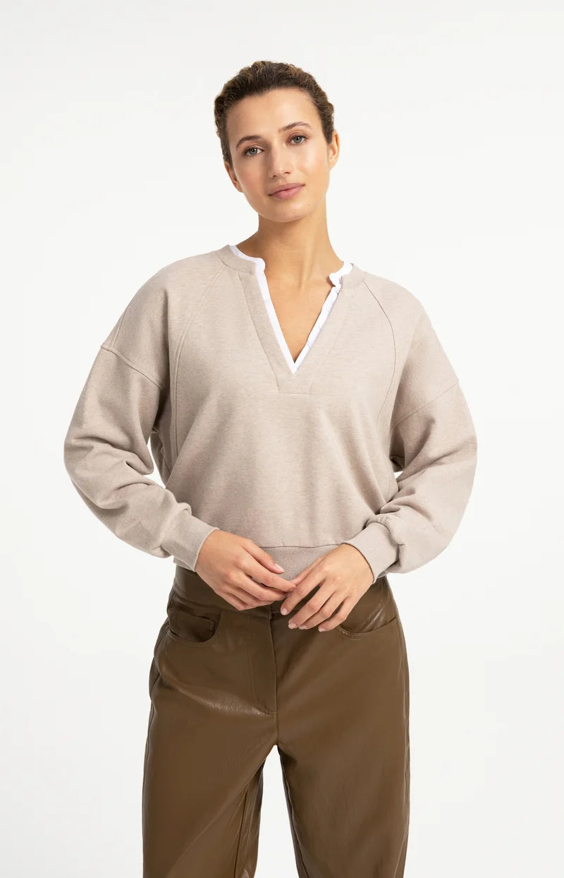 Sweat-shirt à col en V en tissu