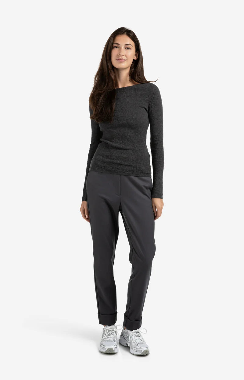 Pantalon élastiqué à la taille avec revers fixes YAYA