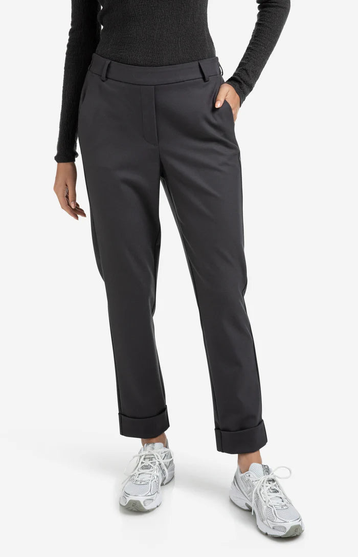 Pantalon élastiqué à la taille avec revers fixes YAYA