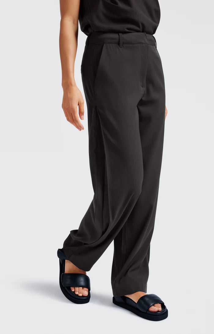 Pantalon tissé à rayures avec pli sur la couture latérale YAYA