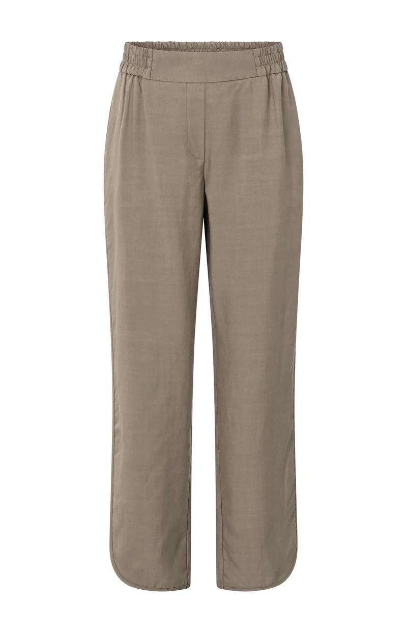 Pantalon élastiqué à la taille et à ourlet arrondi YAYA